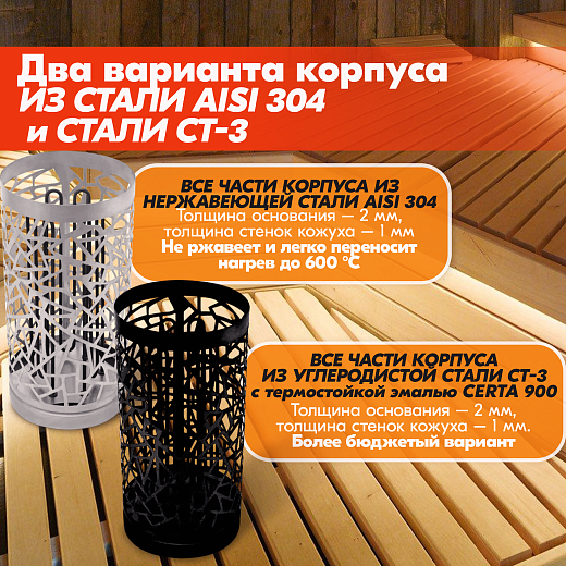 09 Каменка Vita 3 кВт Черный 2000х2000